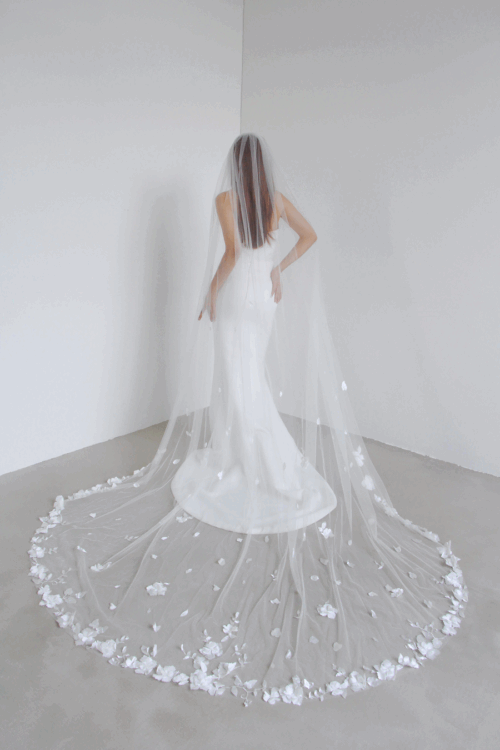 Scattered Petals Cathedral Veil