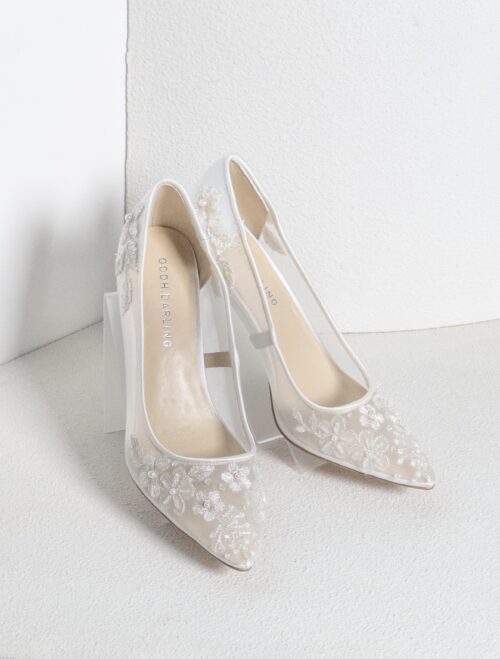 Quella </br>White Pointed Toe Heels