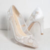 Quella </br>White Pointed Toe Heels - Image 3